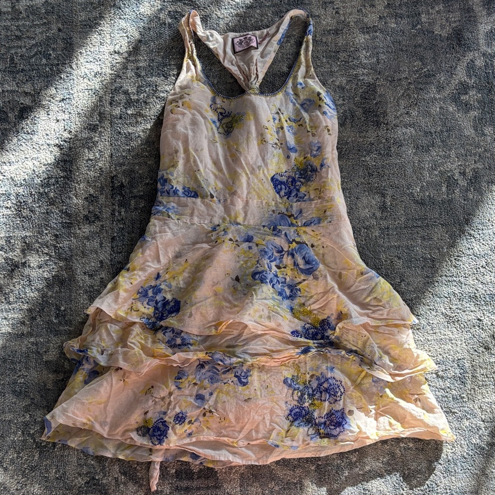Juicy Couture Floral Mini Dress in Yellow and Blue